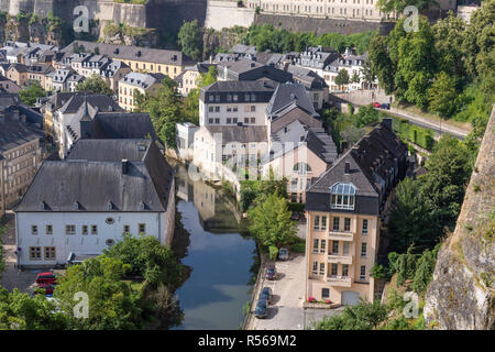 Die Stadt Luxemburg und der Alzette, Luxemburg. Stockfoto