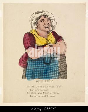 Abbildung auf einer valentine Karte. 'Blue ruin". Ein wenig schmeichelhaften Karte für Alkoholiker. [Eine Sammlung von 111 Valentines.] (es gibt 161 Platten). [London, 1845-50?]. Quelle: HS. 85/2 Platte 111. Stockfoto