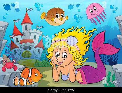 Happy mermaid Thema 2 Stockfoto