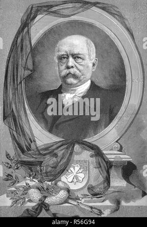 Otto Eduard Leopold Fürst von Bismarck, Herzog von Lauenburg, 1815, 1898, als Otto von Bismarck, Holzschnitt, Deutschland Stockfoto
