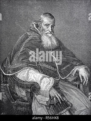 Paul III., geboren als Alessandro Farnese, 29. Februar 1468, 10. November 1549, war Papst von Oktober 13, 1534 bis zu seinem Tod Stockfoto