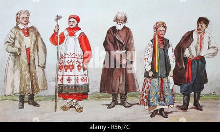 Mode, historische Kleider, Trachten im europäischen Russland, Illustration, Russland Stockfoto