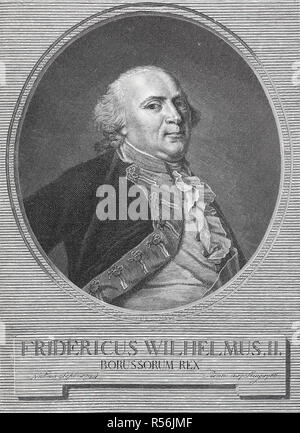 Porträt von Friedrich Wilhelm II., 25. September 1744, den 16. November 1797, König von Preußen, 1786, Holzschnitt, Deutschland Stockfoto