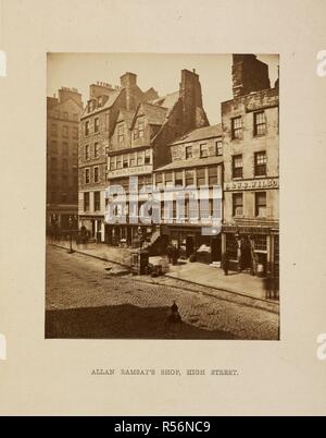 Allan Ramsay's Shop, High Street. Edinburgh. Malerische 'bits' aus alten Edinburgh. Edinburgh and London, 1868. Eiweiß drucken. Quelle:10370.bbb.30. Autor: Archibald brennt. Henderson, Thomas. Stockfoto