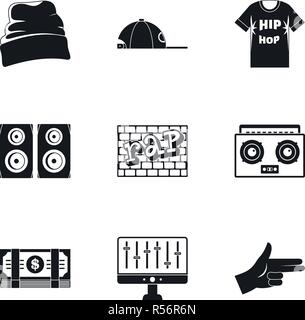 Rap Icon Set. Einfacher Satz von 9 rap Vector Icons für Web Design auf weißem Hintergrund Stock Vektor