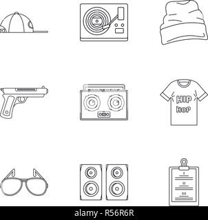 Rap Icon Set. Umrisse Set von 9 rap Vector Icons für Web Design auf weißem Hintergrund Stock Vektor