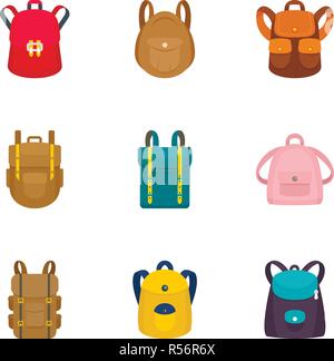 Moderne Rucksack Icon Set. Flache Set aus 9 modernen Rucksack Vector Icons für Web Design Stock Vektor