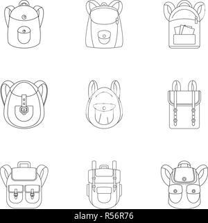 Reise Rucksack Icon Set. Umrisse Set von 9 Reise Rucksack Vector Icons für Web Design auf weißem Hintergrund Stock Vektor