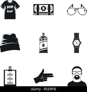 Urban rap Icon Set. Einfacher Satz von 9 Urban rap Vector Icons für Web Design auf weißem Hintergrund Stock Vektor