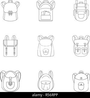 Retro Rucksack Icon Set. Umrisse Set von 9 retro Rucksack Vector Icons für Web Design auf weißem Hintergrund Stock Vektor