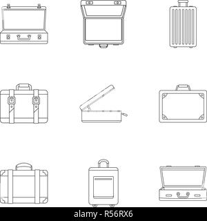 Reisen Aktenmappe eingestellt. Umrisse Set von 9 travel Aktenkoffer Vector Icons für Web Design auf weißem Hintergrund Stock Vektor