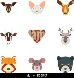 Zoo animal Icon Set. Flache Set von 9 Zoo Tier Vector Icons für Web Design Stock Vektor