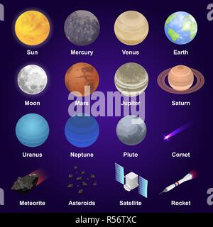 Planeten Icon Set. Isometrische eingestellt von Planeten Vector Icons für Web Design Stock Vektor