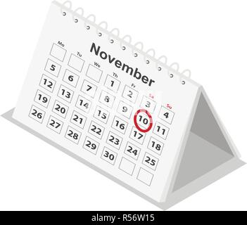 Büro Karton Symbol Kalender eingestellt. Isometrische Satz von Office Karton Kalender Vector Icons für Web Design auf weißem Hintergrund Stock Vektor