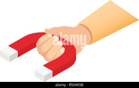 Hand magnet Symbol gesetzt. Isometrische Satz von Hand magnet Vector Icons für Web Design auf weißem Hintergrund Stock Vektor