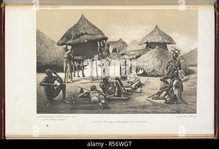 Eine Gruppe von zulus vor einige Hütten. Nigritier sterben. Eine anthropologisch-ethnologischen Monographie, etc. Berlin, Leipzig [Druck], 1876, etc. Quelle: 10006. g 4, Platte XLIX. Sprache: Deutsch. Stockfoto