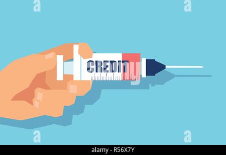 Vektor auf eine Spritze. Finanzielle Hilfe Konzept Stock Vektor