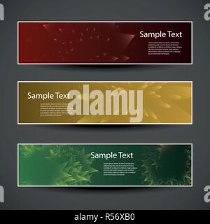 Satz von drei bunten Header oder Banner mit abstrakten Design Vorlage-Darstellung im Vektorformat frei skalierbar und editierbar Stock Vektor