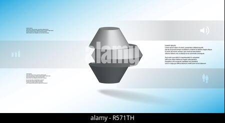 3D-Illustration Infografik Vorlage. Die runde Octagon ist in drei Teile gegliedert. Objekt ist auf Blau Weiß Hintergrund angeordnet. Farbbalken mit Stock Vektor