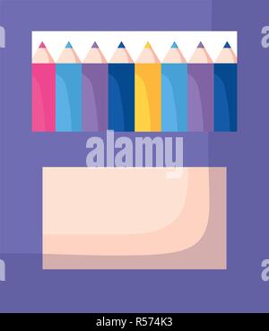Bildung bleistifte Box auf weißem Hintergrund Vector Illustration Stock Vektor