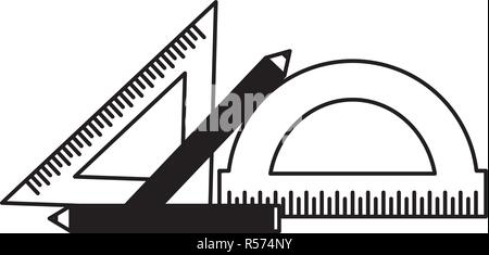 Geometrische Herrscher und Bleistifte Bildung liefert der Schule Vector Illustration Stock Vektor