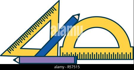 Geometrische Herrscher und Bleistifte Bildung liefert der Schule Vector Illustration Stock Vektor