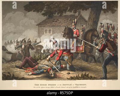 Horse Guards bei Waterloo. Historischen, militärischen und Naval Anekdoten ... Abs. London, 1819. Die Horse Guards in der Schlacht von Waterloo. Einer der Offiziere, ein französischer Oberst getötet, schneidet seine Schulterstücke im Triumph. Bild aus historischen, militärischen und Naval Anekdoten von Incidents, die an den Armeen von Großbritannien und ihre Verbündeten im letzten Krieg aufgetreten, etc. Ursprünglich veröffentlicht in London, 1819 produziert. . Quelle: 9080. m. 3, gegenüber 73. Sprache: Englisch. Autor: Heide. ORME, Edward. Dubourg, M. Stockfoto