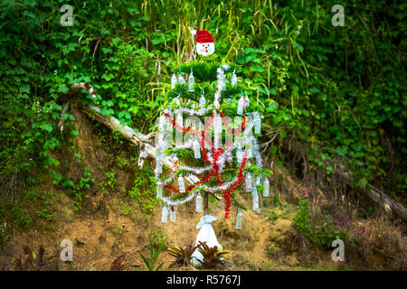 Outdoor Weihnachtsbaum an der Karibik dekoriert Stockfoto