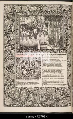 Troilus und Cressida. Die Werke von Geoffrey Chaucer jetzt neu bedruckt. Kelmscott Press: Hammersmith, 1896. Troilus und Cressida. Zweites Buch. Bild aus den Werken von Geoffrey Chaucer jetzt neu bedruckt. (Herausgegeben von F.S. Ellis; mit Bildern, die von Sir Edward Burne-Jones verziert, und graviert auf Holz von W. H. Böttcher). Ursprünglich veröffentlicht in Kelmscott Press: Hammersmith, 1896 produziert. . Quelle: C.43.h.19,. Sprache: Englisch. Stockfoto