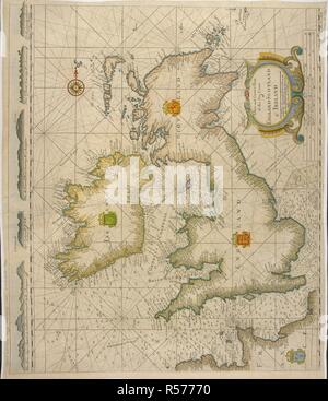 Richtige Diagramm, in dem die Küste von England, Schottland und Irland, datiert 1746. Eine Neue und korrekte Diagramm, in dem die Küste von England, Schottland und Irland. James Borlow sculp. Dublin, verkauft von George Grierson, [1746]. 1746. Eine Kopie des Plans von Samuel Thornton, erstmals im Jahre 1708 veröffentlicht. 53 x 45 cm; Maßstab 1:2 400 000. Quelle: Maps.177.d.1. (22). Stockfoto