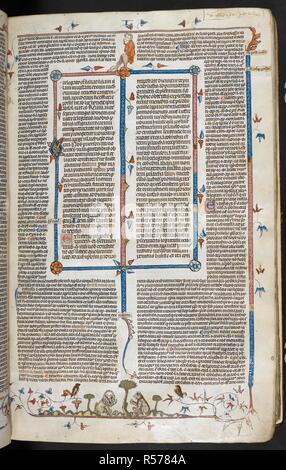 Ein Bas-de-Seite ein Löwe und ein Bär. Decretals von Gregor IX mit Glossa o (der "mithfield Decretals"). Frankreich, S. (Toulouse?); im letzten Viertel des 13. Jahrhunderts oder 1. Quartal des 14. Jahrhunderts. Quelle: Royal 10 E.IV, F 65. Sprache: Latein. Autor: Raymond von PeÃ±afort, Editor. Bernhard von Parma, glossator. Stockfoto