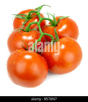 Rebsorten reifen Tomaten auf Weiß Stockfoto