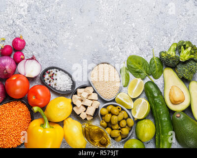 Vegan Food Ingredients mit Kopie Raum Stockfoto