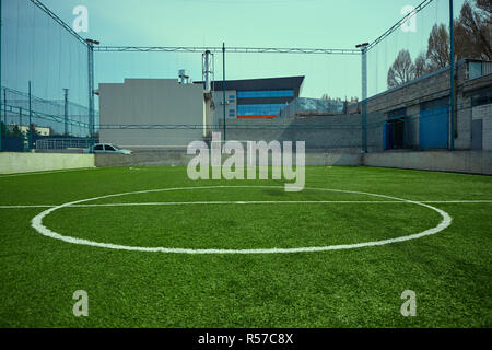 The empty football field and green grass Stockfoto