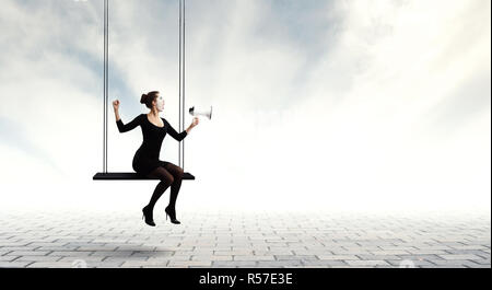 Junge Frau Mime. Mixed Media Stockfoto