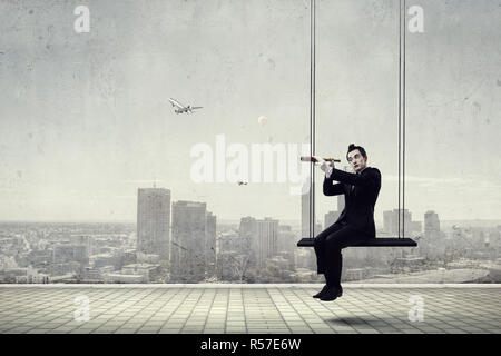 Junger Mann Mime. Mixed Media Stockfoto