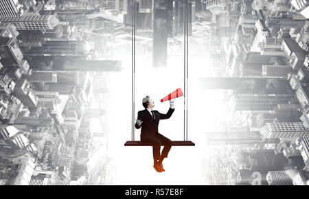 Junger Mann Mime. Mixed Media Stockfoto