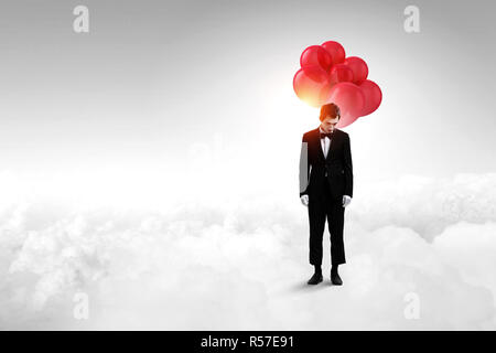 Junger Mann Mime. Mixed Media Stockfoto