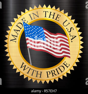 Made In USA schwarz Zertifikat Qualität Stockfoto