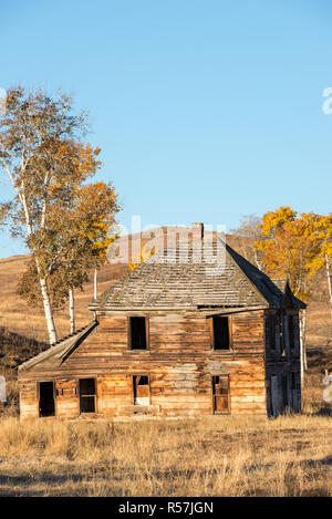 Altes Haus, Okanogan Highlands, Washington. Stockfoto