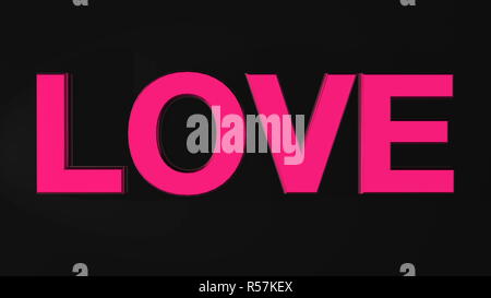 Drei-dimensionale Wort Liebe auf einem dunklen Hintergrund Stockfoto