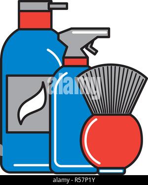 Friseur spray Pinsel und Creme Vector Illustration Stock Vektor