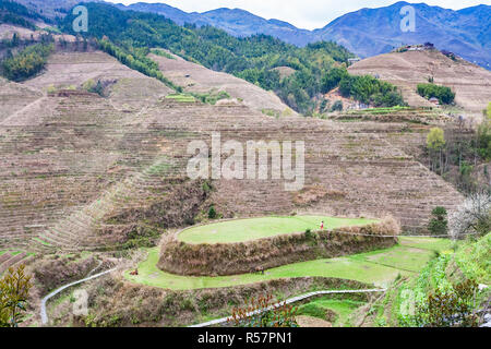 Terrassenförmig angelegten Gärten, in der Nähe von dazhai Village im Land Stockfoto