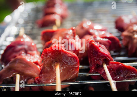 Verschiedene Arten von Fleisch auf dem Grill zubereitet Stockfoto