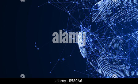 Masse von Teilchen mit einer abstrakten Verbindung. Ein digitales Netzwerk Verbindung Stockfoto