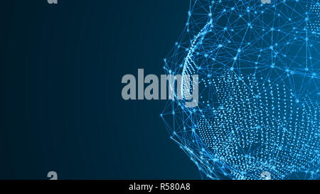Masse von Teilchen mit einer abstrakten Verbindung. Ein digitales Netzwerk Verbindung Stockfoto