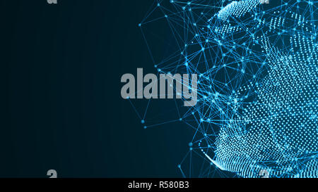Masse von Teilchen mit einer abstrakten Verbindung. Ein digitales Netzwerk Verbindung Stockfoto