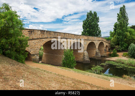 Älteste Stein span Bridge in Australien. Richmond Bridge in Tasmanien Stockfoto