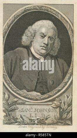 Samuel Johnson. Johnson's Wörterbuch der englischen Sprache in mi. Gedruckt unter der Kontrolle des Literarischen Assoc. Samuel Johnson, bekannt als Dr. Johnson (1709-1784). Englischer Schriftsteller, Kritiker und Lexikograph und Gesprächspartnerin. Porträt. Bild von Johnson's Wörterbuch der englischen Sprache in Miniatur. Zu denen hinzugefügt werden, eine alphabetische Darstellung der heidnischen Gottheiten, und eine Liste der Städte, Gemeinden und Städte in England und Wales. Mit einem Porträt von Dr. Johnson verschönert. [ Von Joseph Hamilton.] zusammengestellt. Ursprünglich veröffentlicht in gedruckter unter der Kontrolle hergestellt Stockfoto