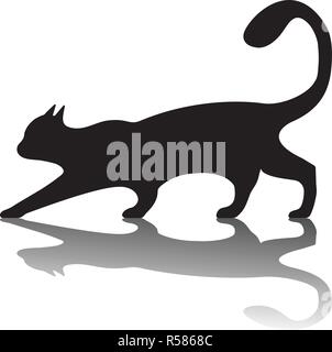 Black Cat Logo. Vintage cat Silhouette auf weißem Hintergrund. Vector Illustration. Stock Vektor